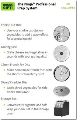  Ninja Chute Feed Lid Slicer Shredder Grater Discs for